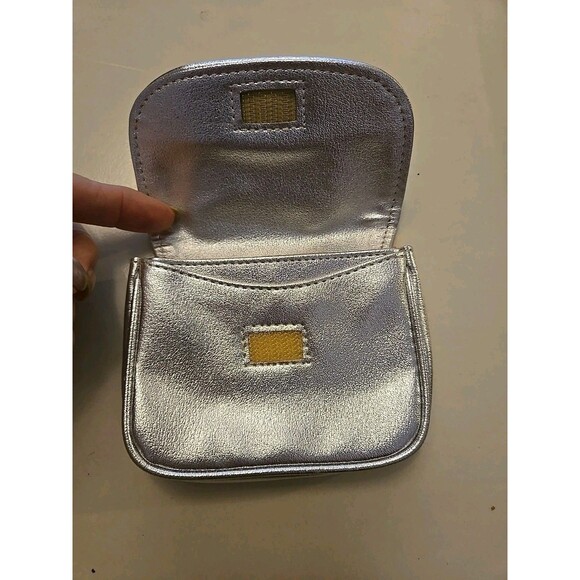 Silver Fold Down Coin Purse Card/ License Wallet Hook & Loop Closure 3" × 2.5" - Picture 3 of 6